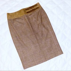 Ralph Lauren Vintage Wool & Suede Pencil Skirt